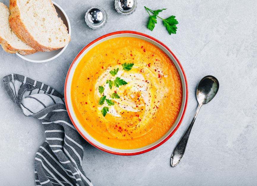 Top and bottom carrot soup