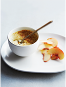 Baked custard with peaches