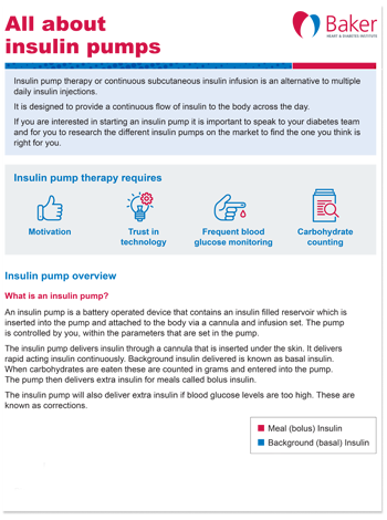 Baker Institute All about insulin pumps fact sheet